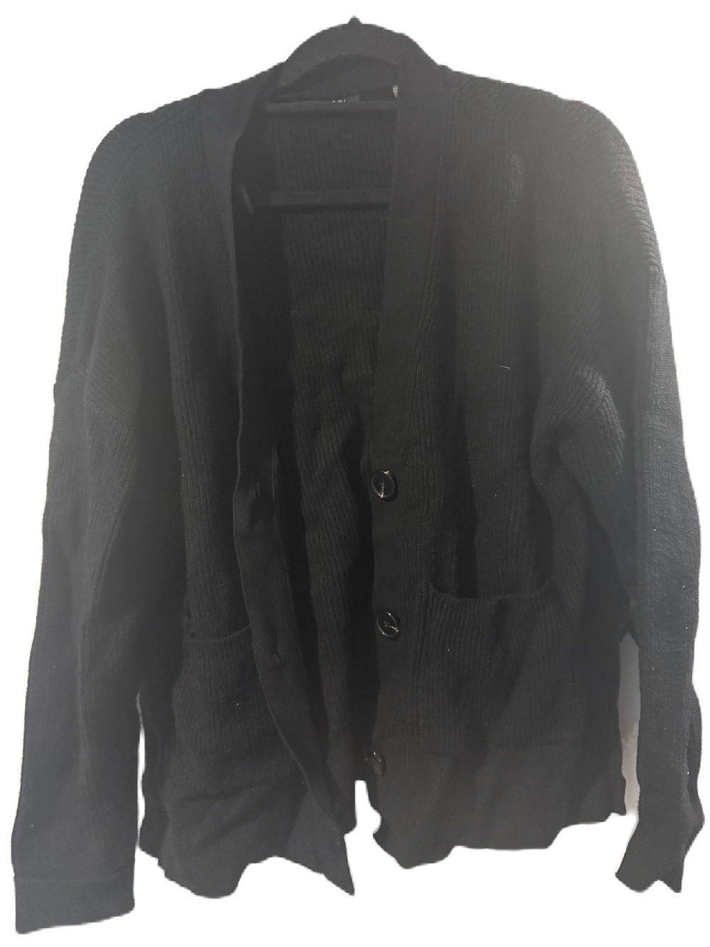 Solei Black womens Button-Front Knit Cardigan Sweater 4xl gold speckled